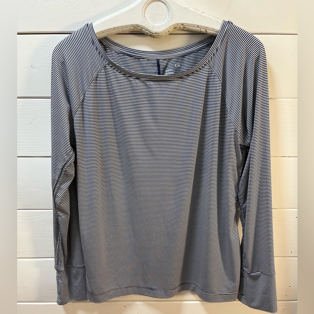 GAPFIT BREATHE – Navy & White Striped Long Sleeve Top (Size XL)